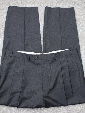 LAUREN Ralph Lauren Pants Mens 38x28 Gray Total Comfort 100% Wool Pleated